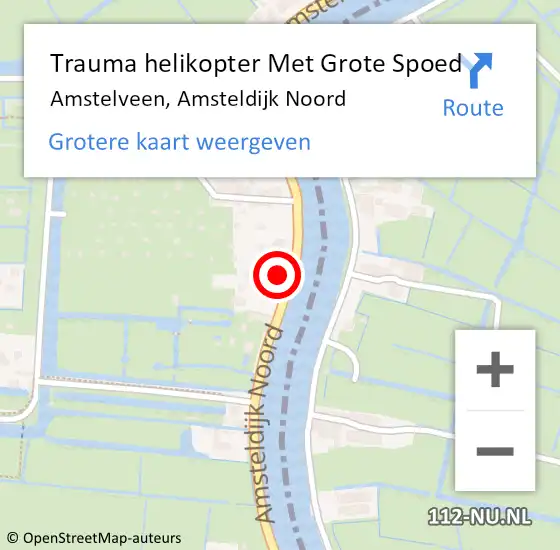 Locatie op kaart van de 112 melding: Trauma helikopter Met Grote Spoed Naar Amstelveen, Amsteldijk Noord op 18 juni 2022 16:48