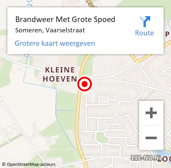 Locatie op kaart van de 112 melding: Brandweer Met Grote Spoed Naar Someren, Vaarselstraat op 18 juni 2022 16:48