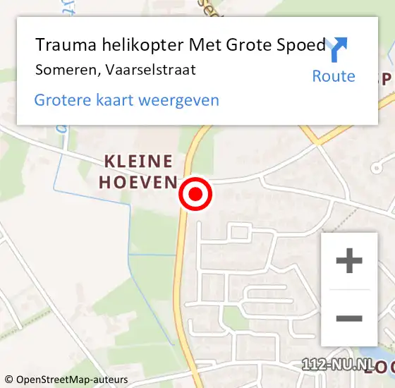 Locatie op kaart van de 112 melding: Trauma helikopter Met Grote Spoed Naar Someren, Vaarselstraat op 18 juni 2022 16:48