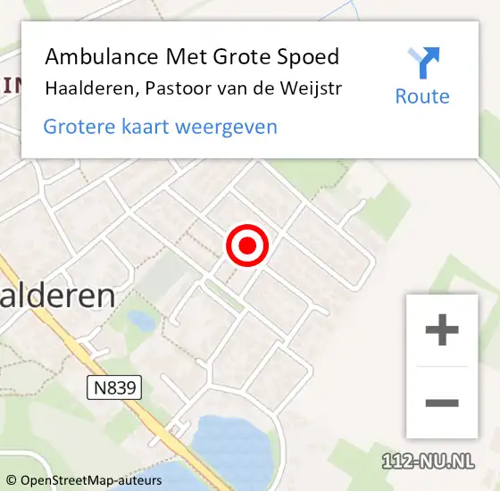 Locatie op kaart van de 112 melding: Ambulance Met Grote Spoed Naar Haalderen, Pastoor van de Weijstr op 18 juni 2022 16:55