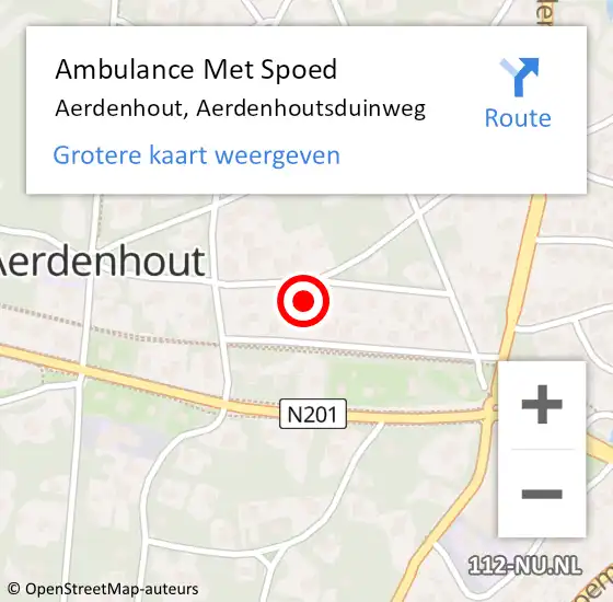 Locatie op kaart van de 112 melding: Ambulance Met Spoed Naar Aerdenhout, Aerdenhoutsduinweg op 18 juni 2022 17:02