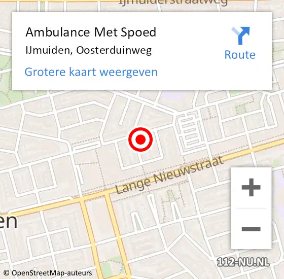 Locatie op kaart van de 112 melding: Ambulance Met Spoed Naar IJmuiden, Oosterduinweg op 18 juni 2022 17:21