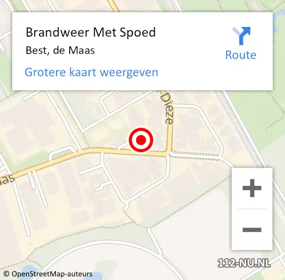 Locatie op kaart van de 112 melding: Brandweer Met Spoed Naar Best, de Maas op 18 juni 2022 17:27