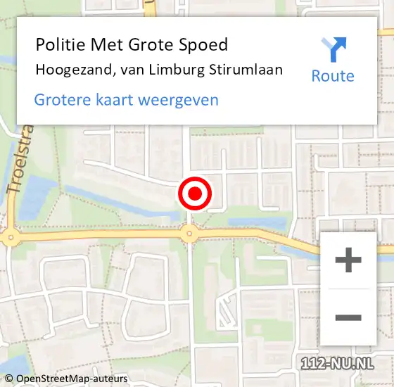 Locatie op kaart van de 112 melding: Politie Met Grote Spoed Naar Hoogezand, van Limburg Stirumlaan op 18 juni 2022 17:31