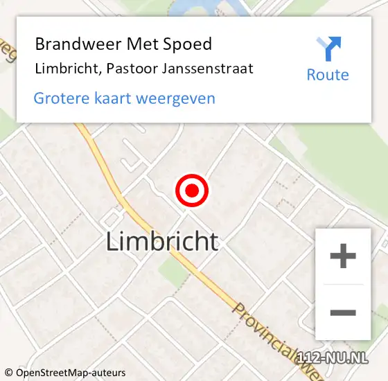 Locatie op kaart van de 112 melding: Brandweer Met Spoed Naar Limbricht, Pastoor Janssenstraat op 18 juni 2022 17:45