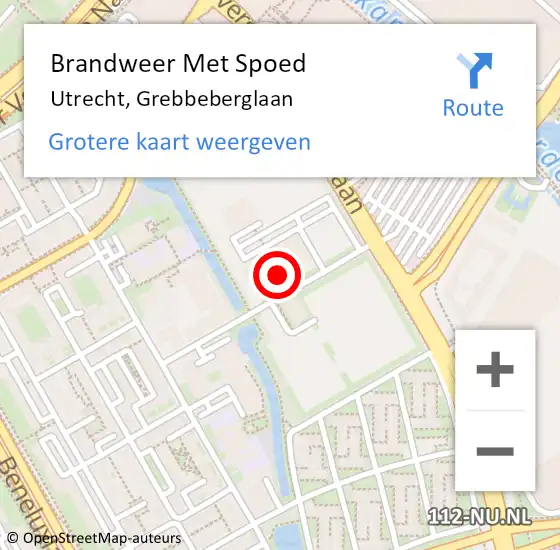 Locatie op kaart van de 112 melding: Brandweer Met Spoed Naar Utrecht, Grebbeberglaan op 18 juni 2022 17:49