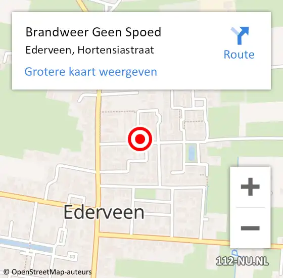 Locatie op kaart van de 112 melding: Brandweer Geen Spoed Naar Ederveen, Hortensiastraat op 18 juni 2022 18:02