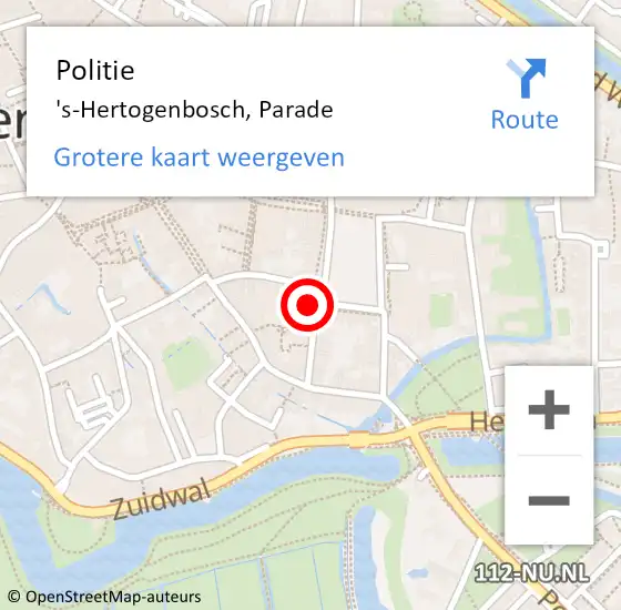 Locatie op kaart van de 112 melding: Politie 's-Hertogenbosch, Parade op 18 juni 2022 18:02