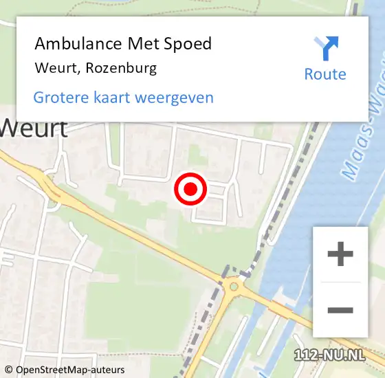 Locatie op kaart van de 112 melding: Ambulance Met Spoed Naar Weurt, Rozenburg op 18 juni 2022 18:12