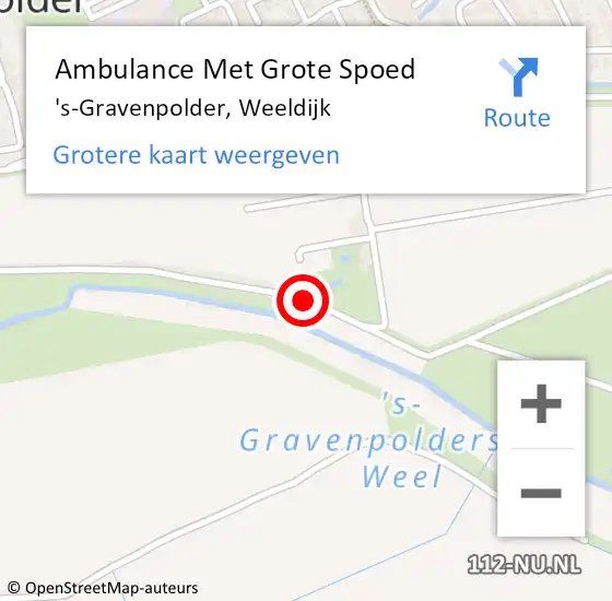 Locatie op kaart van de 112 melding: Ambulance Met Grote Spoed Naar 's-Gravenpolder, Weeldijk op 20 juli 2014 16:11