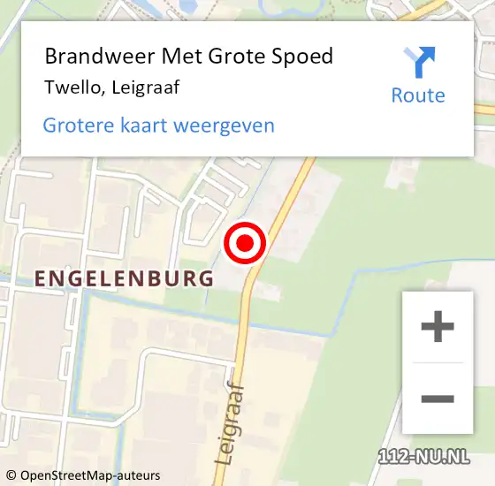 Locatie op kaart van de 112 melding: Brandweer Met Grote Spoed Naar Twello, Leigraaf op 18 juni 2022 18:28