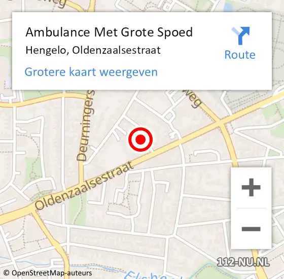 Locatie op kaart van de 112 melding: Ambulance Met Grote Spoed Naar Hengelo, Oldenzaalsestraat op 18 juni 2022 18:29