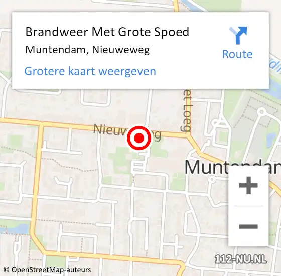 Locatie op kaart van de 112 melding: Brandweer Met Grote Spoed Naar Muntendam, Nieuweweg op 18 juni 2022 19:56
