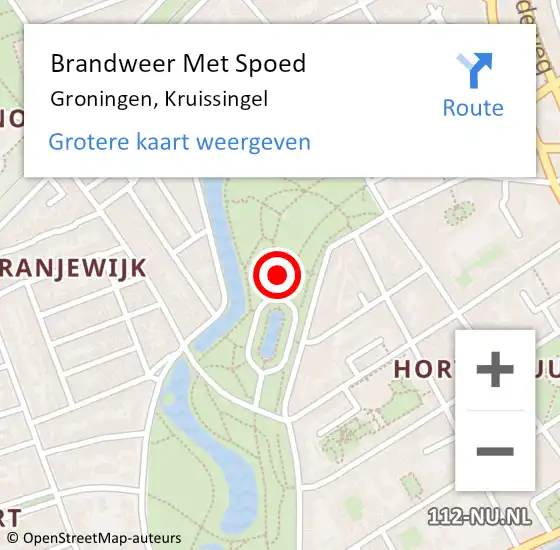 Locatie op kaart van de 112 melding: Brandweer Met Spoed Naar Groningen, Kruissingel op 18 juni 2022 20:03