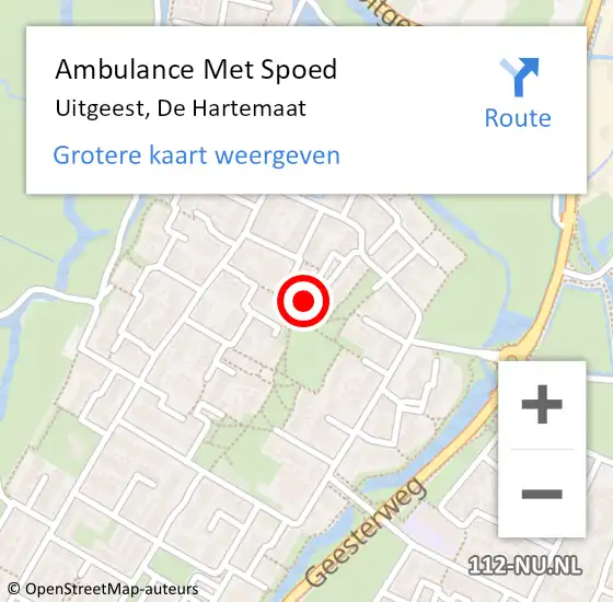 Locatie op kaart van de 112 melding: Ambulance Met Spoed Naar Uitgeest, De Hartemaat op 18 juni 2022 20:07