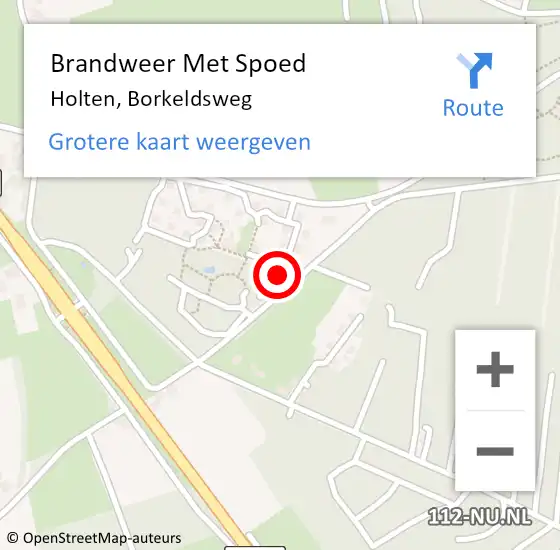 Locatie op kaart van de 112 melding: Brandweer Met Spoed Naar Holten, Borkeldsweg op 18 juni 2022 20:48