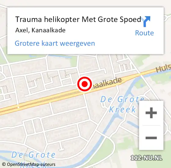 Locatie op kaart van de 112 melding: Trauma helikopter Met Grote Spoed Naar Axel, Kanaalkade op 18 juni 2022 21:01