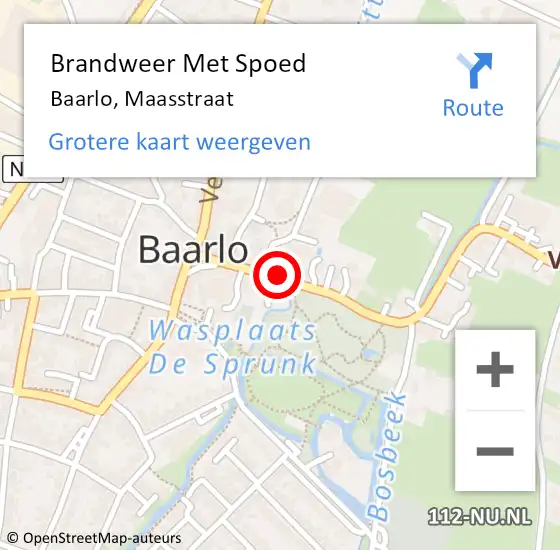 Locatie op kaart van de 112 melding: Brandweer Met Spoed Naar Baarlo, Maasstraat op 18 juni 2022 21:07