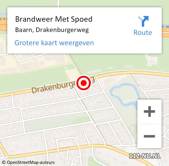 Locatie op kaart van de 112 melding: Brandweer Met Spoed Naar Baarn, Drakenburgerweg op 18 juni 2022 21:14