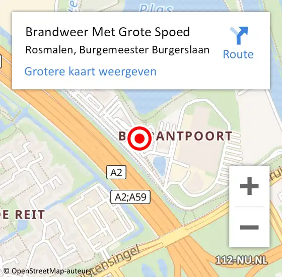 Locatie op kaart van de 112 melding: Brandweer Met Grote Spoed Naar Rosmalen, Burgemeester Burgerslaan op 18 juni 2022 21:27