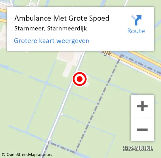 Locatie op kaart van de 112 melding: Ambulance Met Grote Spoed Naar Starnmeer, Starnmeerdijk op 18 juni 2022 21:27