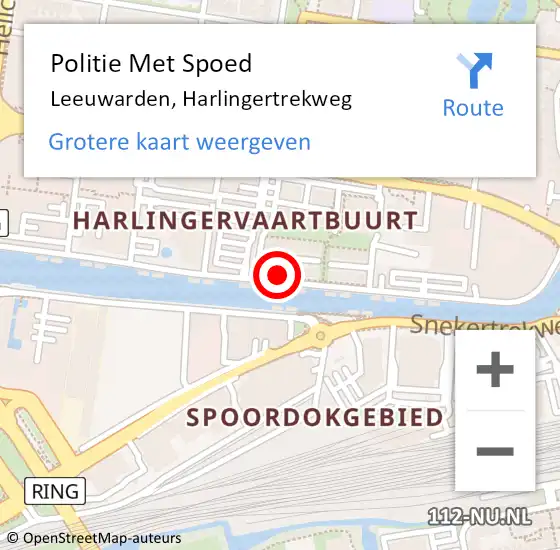 Locatie op kaart van de 112 melding: Politie Met Spoed Naar Leeuwarden, Harlingertrekweg op 18 juni 2022 21:54