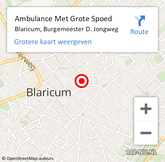 Locatie op kaart van de 112 melding: Ambulance Met Grote Spoed Naar Blaricum, Burgemeester D. Jongweg op 20 juli 2014 16:35