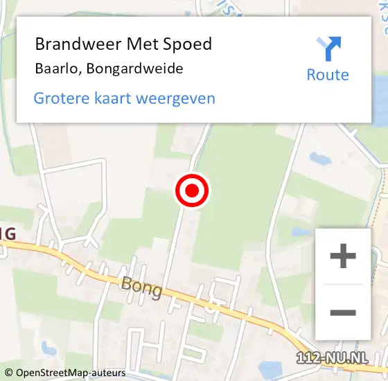 Locatie op kaart van de 112 melding: Brandweer Met Spoed Naar Baarlo, Bongardweide op 18 juni 2022 22:45