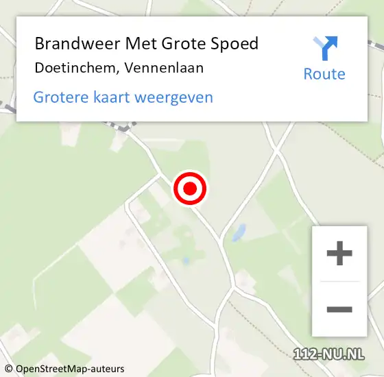 Locatie op kaart van de 112 melding: Brandweer Met Grote Spoed Naar Doetinchem, Vennenlaan op 18 juni 2022 22:49