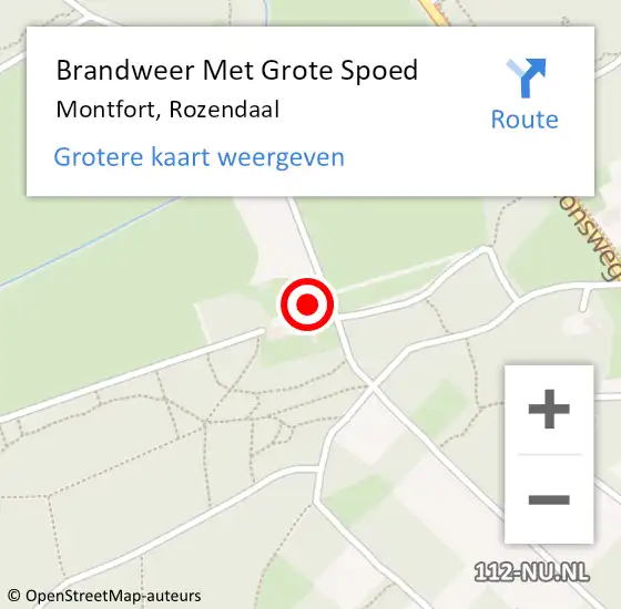 Locatie op kaart van de 112 melding: Brandweer Met Grote Spoed Naar Montfort, Rozendaal op 18 juni 2022 23:18