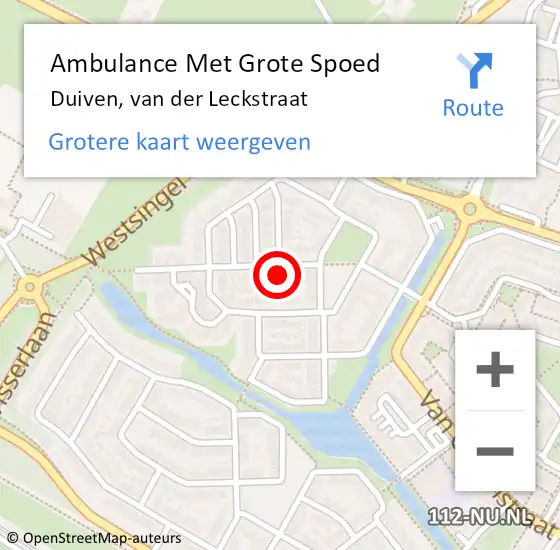 Locatie op kaart van de 112 melding: Ambulance Met Grote Spoed Naar Duiven, van der Leckstraat op 18 juni 2022 23:32