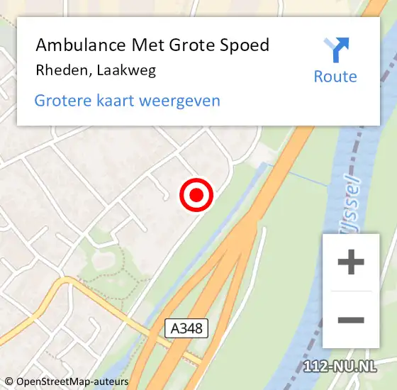 Locatie op kaart van de 112 melding: Ambulance Met Grote Spoed Naar Rheden, Laakweg op 18 juni 2022 23:39
