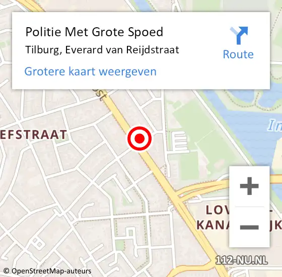 Locatie op kaart van de 112 melding: Politie Met Grote Spoed Naar Tilburg, Everard van Reijdstraat op 19 juni 2022 00:00