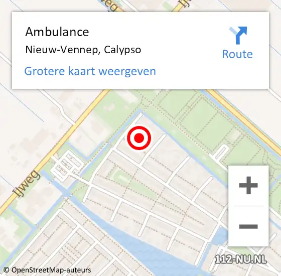 Locatie op kaart van de 112 melding: Ambulance Nieuw-Vennep, Calypso op 19 juni 2022 00:05