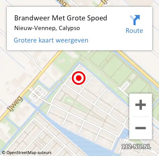 Locatie op kaart van de 112 melding: Brandweer Met Grote Spoed Naar Nieuw-Vennep, Calypso op 19 juni 2022 00:05