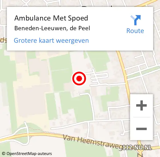 Locatie op kaart van de 112 melding: Ambulance Met Spoed Naar Beneden-Leeuwen, de Peel op 19 juni 2022 00:08