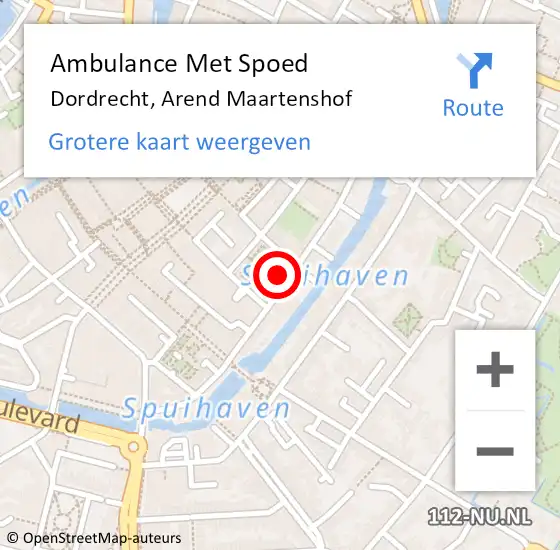 Locatie op kaart van de 112 melding: Ambulance Met Spoed Naar Dordrecht, Arend Maartenshof op 19 juni 2022 00:10