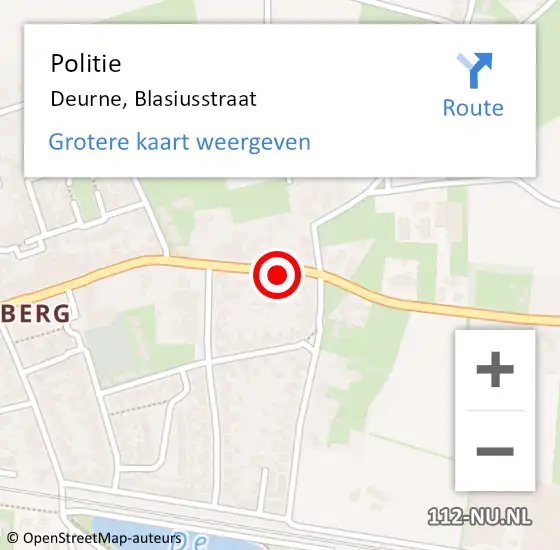 Locatie op kaart van de 112 melding: Politie Deurne, Blasiusstraat op 19 juni 2022 00:31