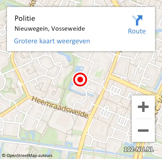 Locatie op kaart van de 112 melding: Politie Nieuwegein, Vosseweide op 19 juni 2022 00:48