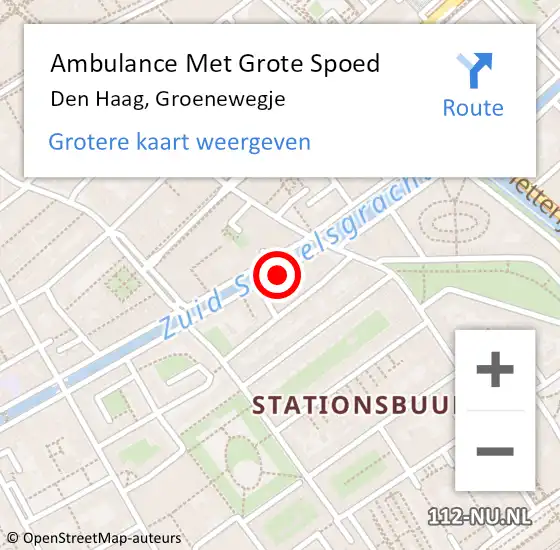 Locatie op kaart van de 112 melding: Ambulance Met Grote Spoed Naar Den Haag, Groenewegje op 19 juni 2022 01:28