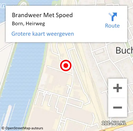 Locatie op kaart van de 112 melding: Brandweer Met Spoed Naar Born, Heirweg op 19 juni 2022 01:35