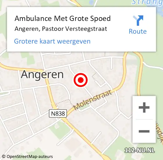 Locatie op kaart van de 112 melding: Ambulance Met Grote Spoed Naar Angeren, Pastoor Versteegstraat op 19 juni 2022 01:41