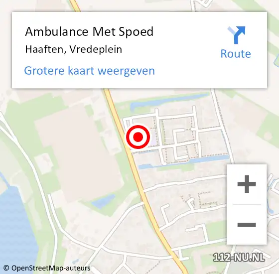 Locatie op kaart van de 112 melding: Ambulance Met Spoed Naar Haaften, Vredeplein op 19 juni 2022 02:24