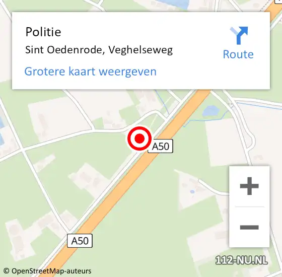 Locatie op kaart van de 112 melding: Politie Sint Oedenrode, Veghelseweg op 19 juni 2022 02:27