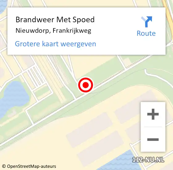 Locatie op kaart van de 112 melding: Brandweer Met Spoed Naar Nieuwdorp, Frankrijkweg op 19 juni 2022 03:03