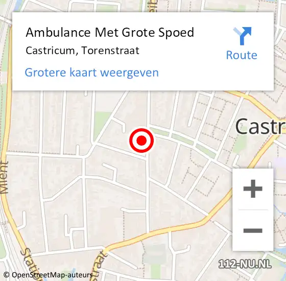 Locatie op kaart van de 112 melding: Ambulance Met Grote Spoed Naar Castricum, Torenstraat op 19 juni 2022 03:06