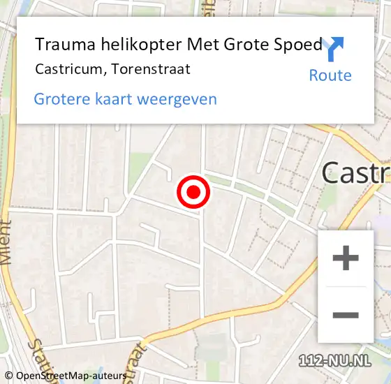 Locatie op kaart van de 112 melding: Trauma helikopter Met Grote Spoed Naar Castricum, Torenstraat op 19 juni 2022 03:06