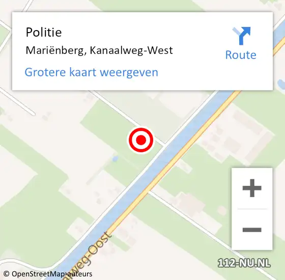 Locatie op kaart van de 112 melding: Politie Mariënberg, Kanaalweg-West op 19 juni 2022 03:32