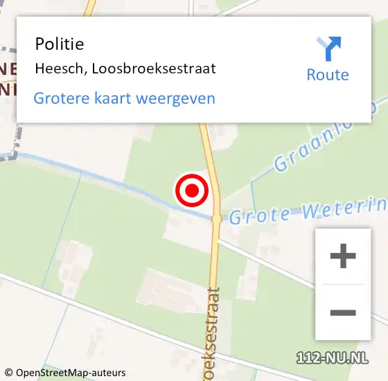 Locatie op kaart van de 112 melding: Politie Heesch, Loosbroeksestraat op 19 juni 2022 03:33