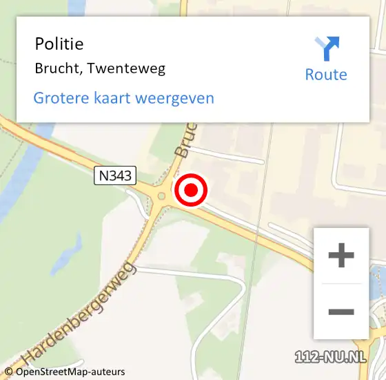 Locatie op kaart van de 112 melding: Politie Brucht, Twenteweg op 19 juni 2022 03:48